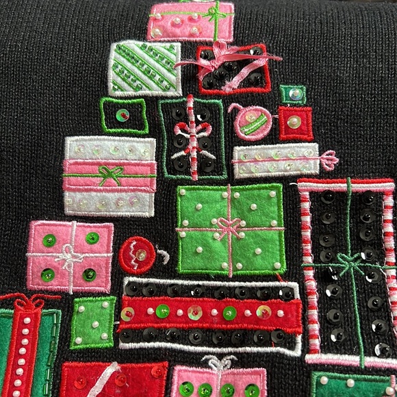 Quacker Factory Women’s Festive Christmas Sweater Gifts Tree Presents Size XL - Picture 4 of 8